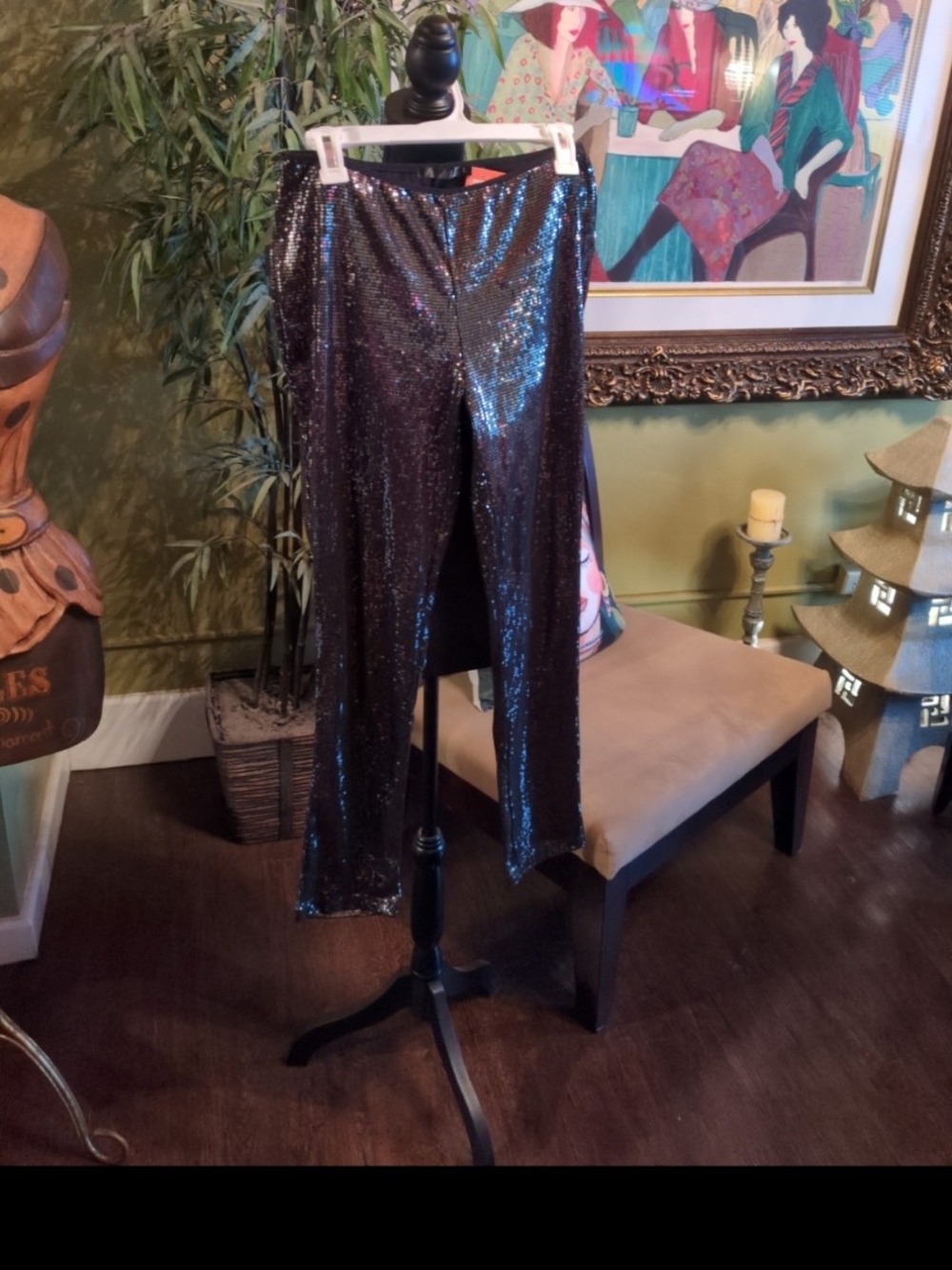 Have Black Sequin Straight-Leg Pants